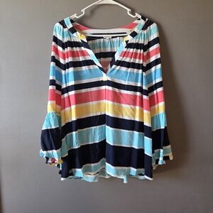 Crown & Ivy Striped ¾ Sleeve Blouse Shirt Womens Size XXL